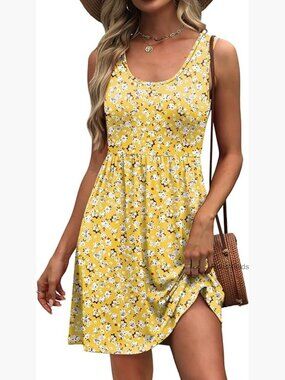 Sleeveless A-Line Sundress with Pockets, Lightweight Polyester Blend